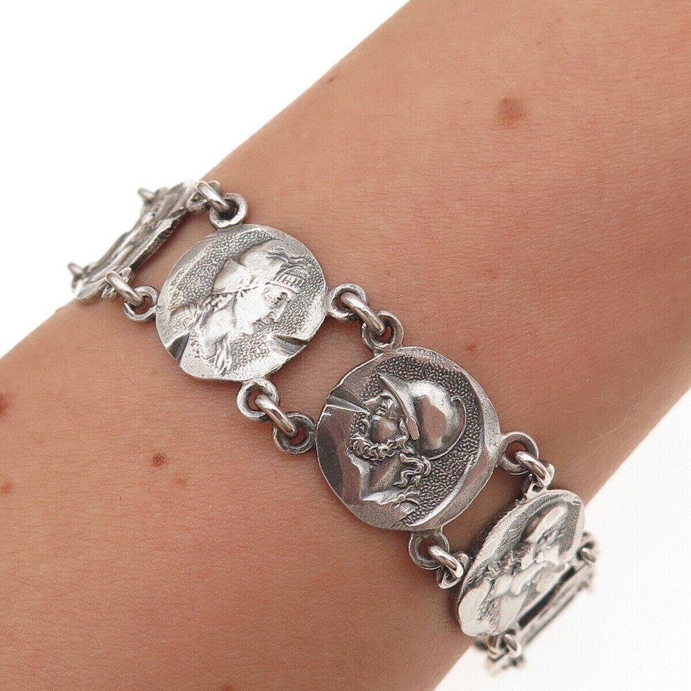 Theodore B. Starr 925 Sterling Antique Victorian Etruscan Revival Bracelet 7.75"
